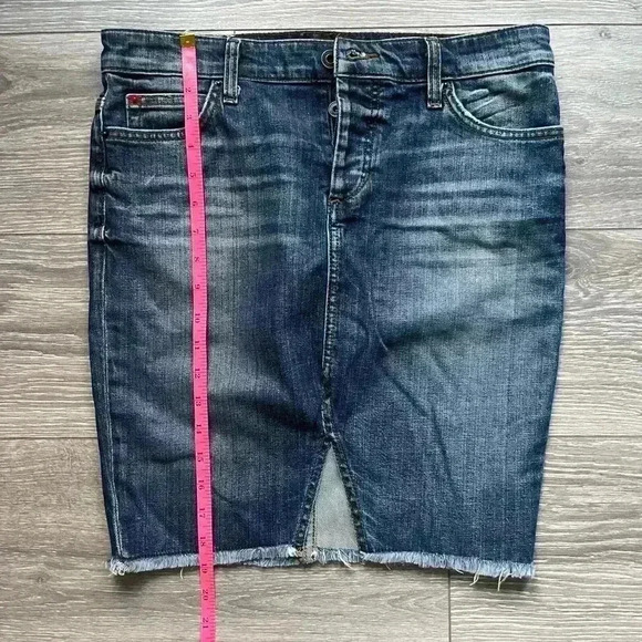Joe’s Jeans Japanese Denim Button Fly Front Slit Raw Hem Skirt Size 28 - Picture 7 of 8